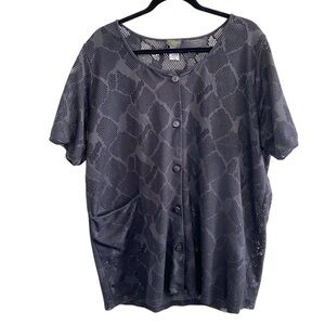 Bikini Bay - Black Mesh Sun top/Cover up -1X